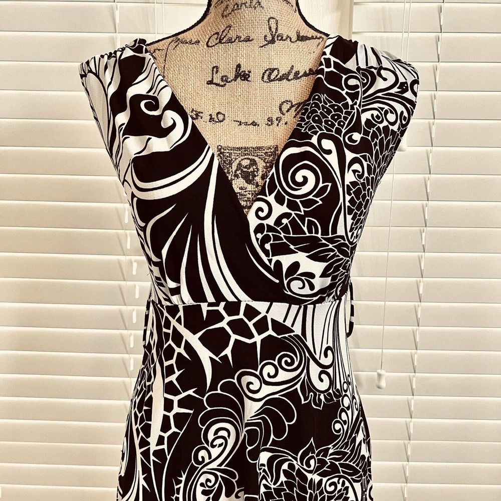 90’s Y2K Zoey Beth Juniors Maxi Dress Size Small Floral Sleeveless Black White - Picture 2 of 15